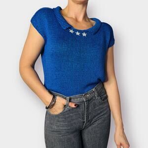 90s Blue Star Sweater Top Size M‎